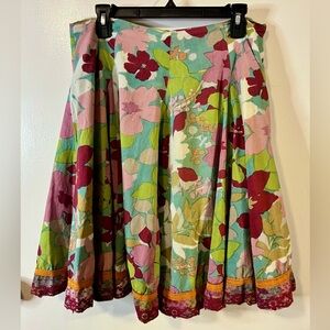Colorful Floral Knee-Length Skater Skirt